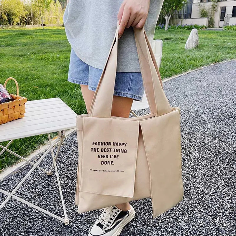 Canvas Casual Solid Tote Shoulder Bag for Women Large Capacity Handbag