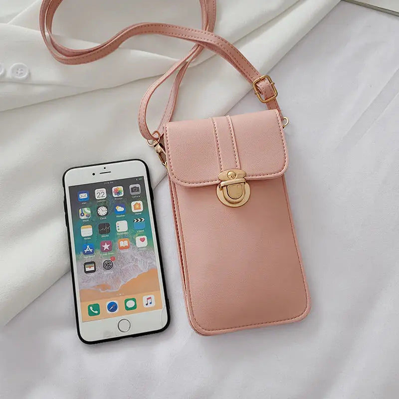 Women's Touch Screen Phone Purse Leather Shoulder Bag