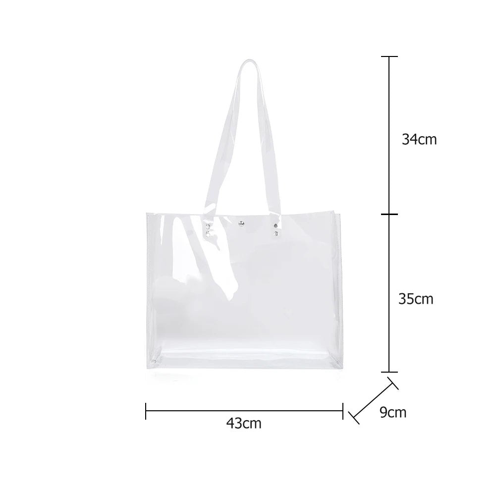 Clear PVC Shoulder Bag for Women Large Tote Crystal Handbag