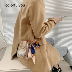 Transparent Acrylic Chain Crossbody Bag Square Mini Bucket Bag