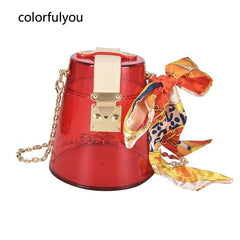 Transparent Acrylic Chain Crossbody Bag Square Mini Bucket Bag