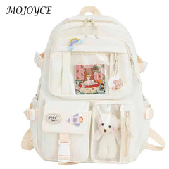 Solid Nylon Backpack Large Capacity Knapsack for Women Students