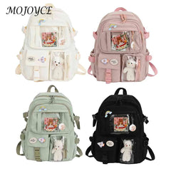Solid Nylon Backpack Large Capacity Knapsack for Women Students