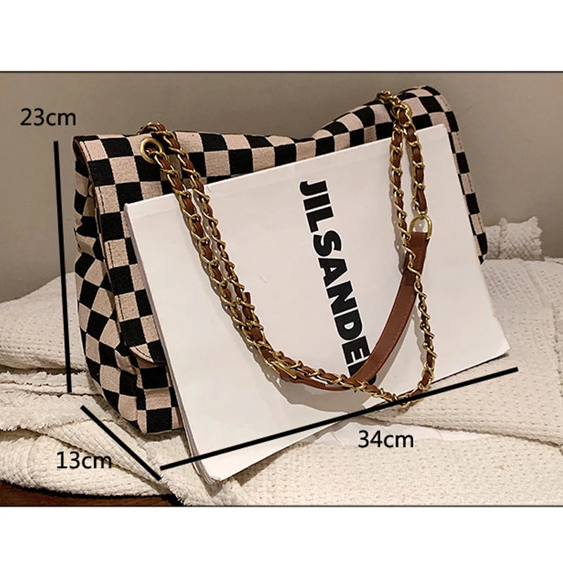 Canvas Crossbody Bag Vintage Tote Chain Shoulder Messenger Bag