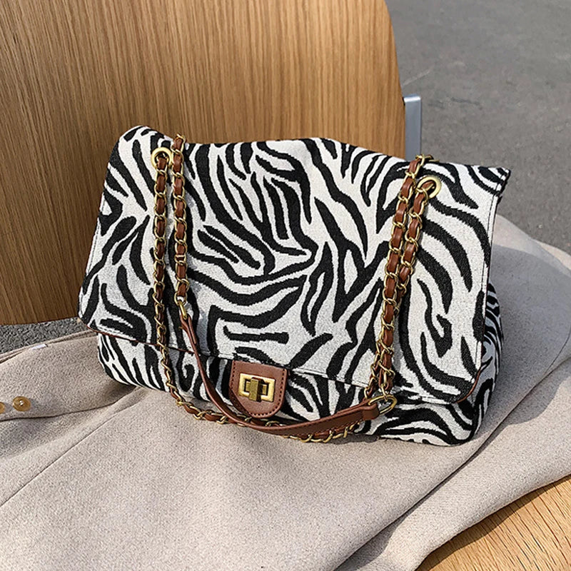 Canvas Crossbody Bag Vintage Tote Chain Shoulder Messenger Bag