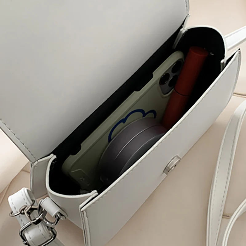 Small Leather Crossbody Bag Women Solid Flap Handbag Purse