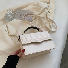 Solid Shoulder Bag for Women Pleated Style Crossbody Chain Purse