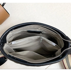 Plaid Leather Bucket Shoulder Messenger Bag for Women