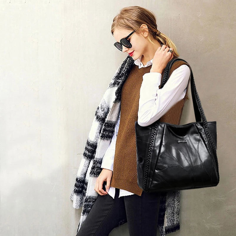 Soft PU Leather Tote Messenger Bag Women Handbag