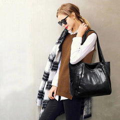 Soft PU Leather Tote Messenger Bag Women Handbag