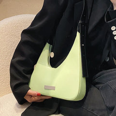 Women's Underarm Bag Solid Color PU Leather Handbag Tote