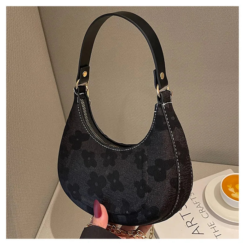 Women PU Leather Chains Crossbody Bag Flower Pouch