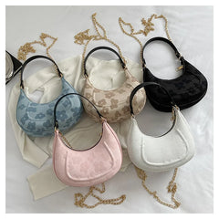 Women PU Leather Chains Crossbody Bag Flower Pouch