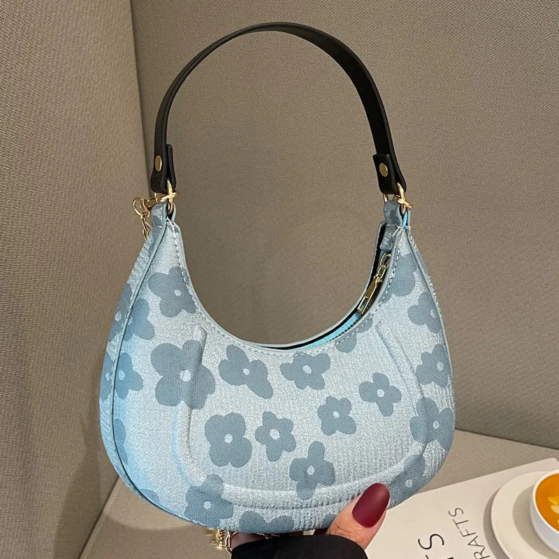 Women PU Leather Chains Crossbody Bag Flower Pouch