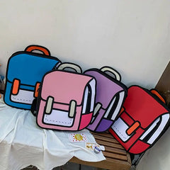 Unisex 2D Drawing Backpack for Teenager Girls B