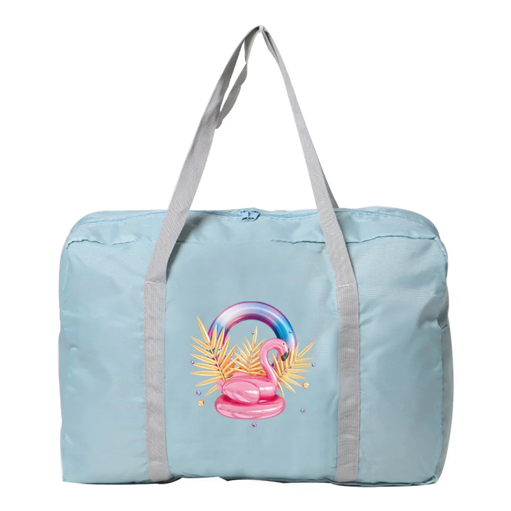 Flamingo Print Travel Bag Zipper Organizer Foldable Toiletries Storage