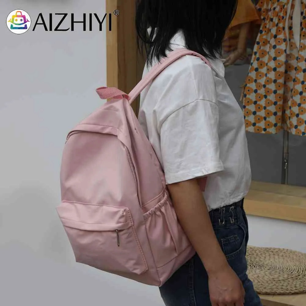 Unisex Nylon School Backpack Preppy Style Large Handbag