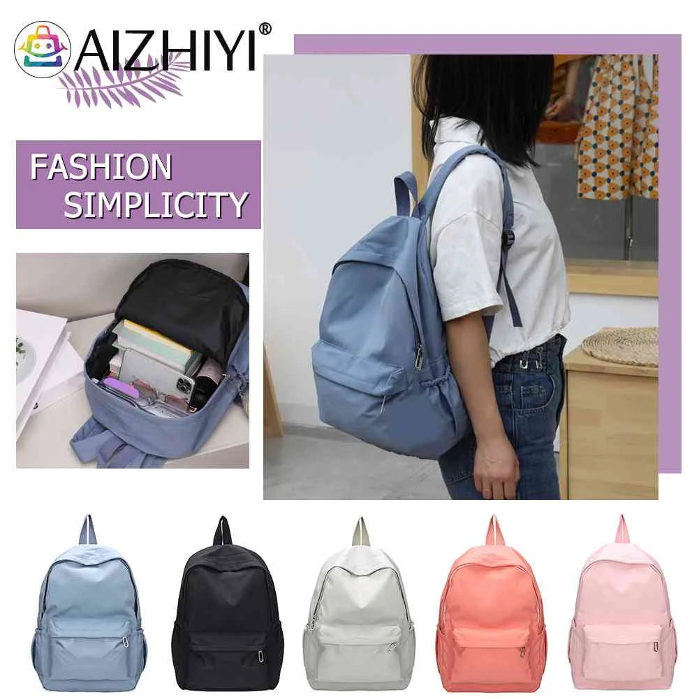 Unisex Nylon School Backpack Preppy Style Large Handbag