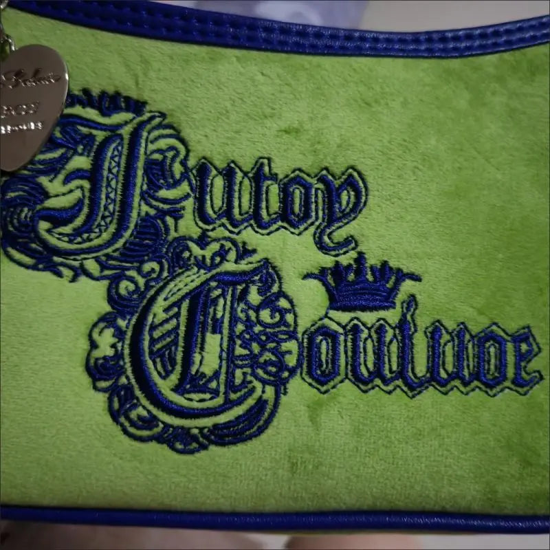 Green Velvet Armpit Bag Heart Pendant Shoulder Bag