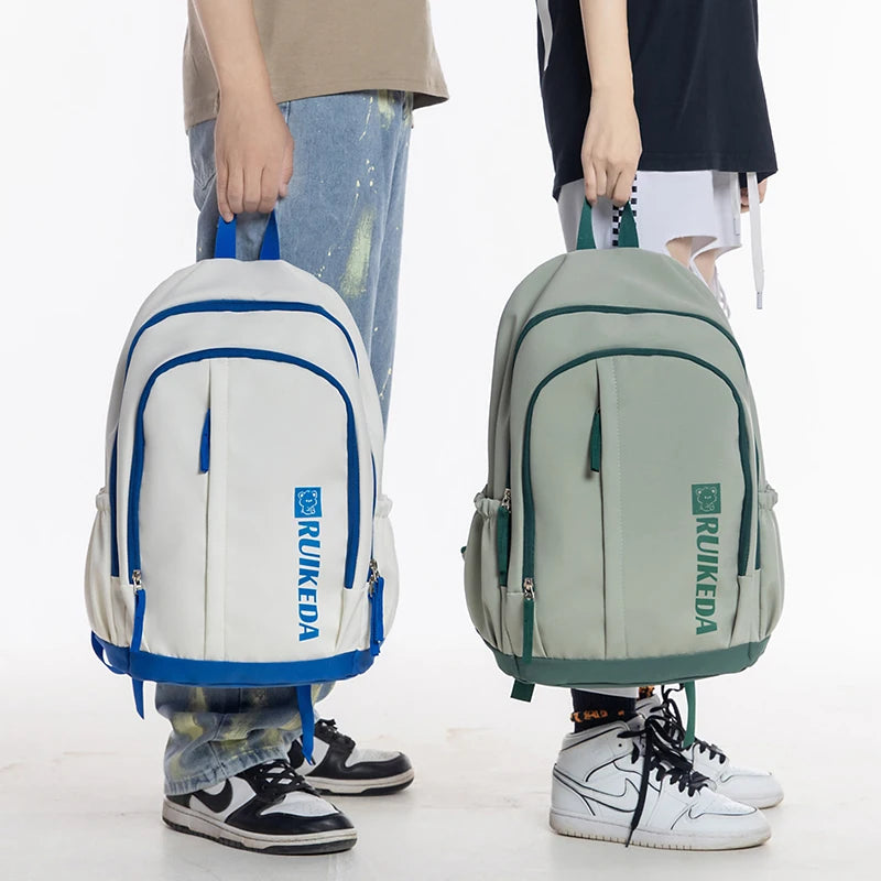 Waterproof Nylon Backpack: Vertical Zipper for Men and Women