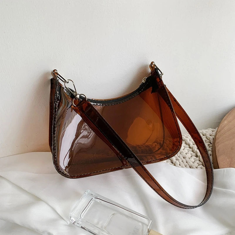 Vintage Clear Underarm Bag Women Hobos Handbags Purse