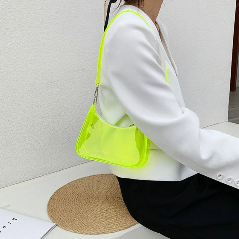Vintage Ladies Clear Underarm Bag Casual Women Shoulder Purse