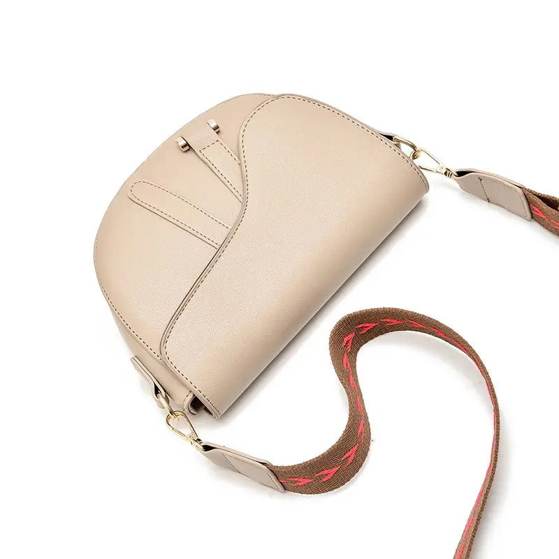 Vintage Leather Saddle Bag Wide Strap Shoulder Bags for Women