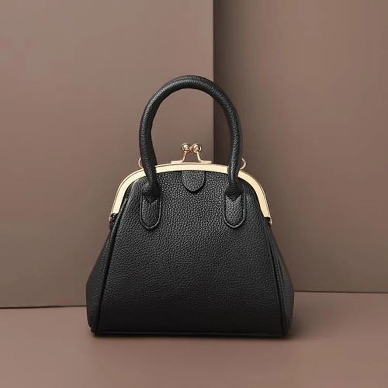 Vintage Leech PU Leather Lock Shell Bag Women Shoulder Handbag
