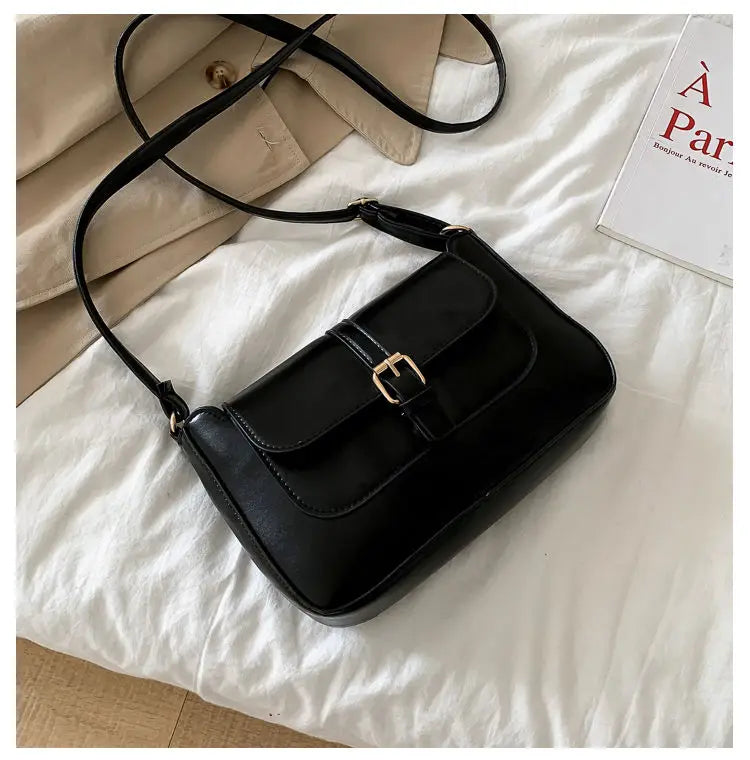 Vintage Small Flap Messenger Bag PU Leather Shoulder Crossbody Bag