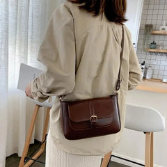 Vintage Small Flap Messenger Bag PU Leather Shoulder Crossbody Bag
