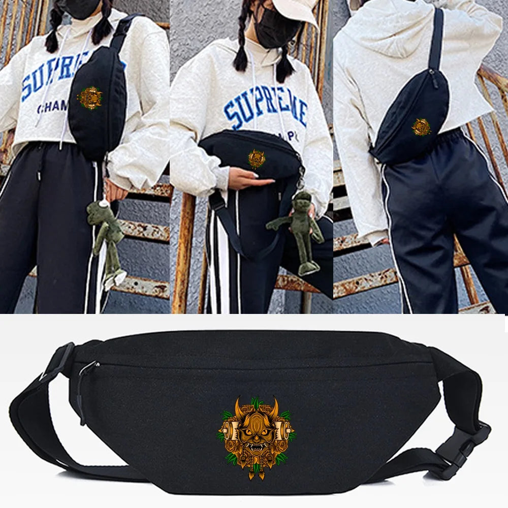 Golden Monster Print Waist Bag Unisex Sport Fitness Cross Bag