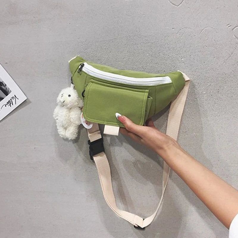 Canvas Waist Bag Women Crossbody Chest Pack Girls Belt Packs