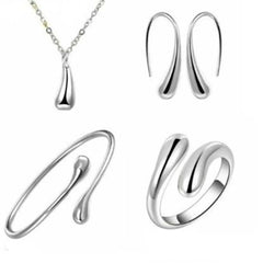 Silver Water Drop Bridal Jewelry Set for Women