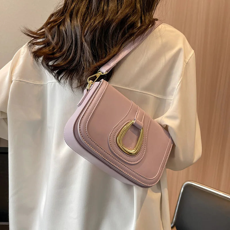 Women Small Flap Messenger Bag PU Leather Shoulder Bags Purple