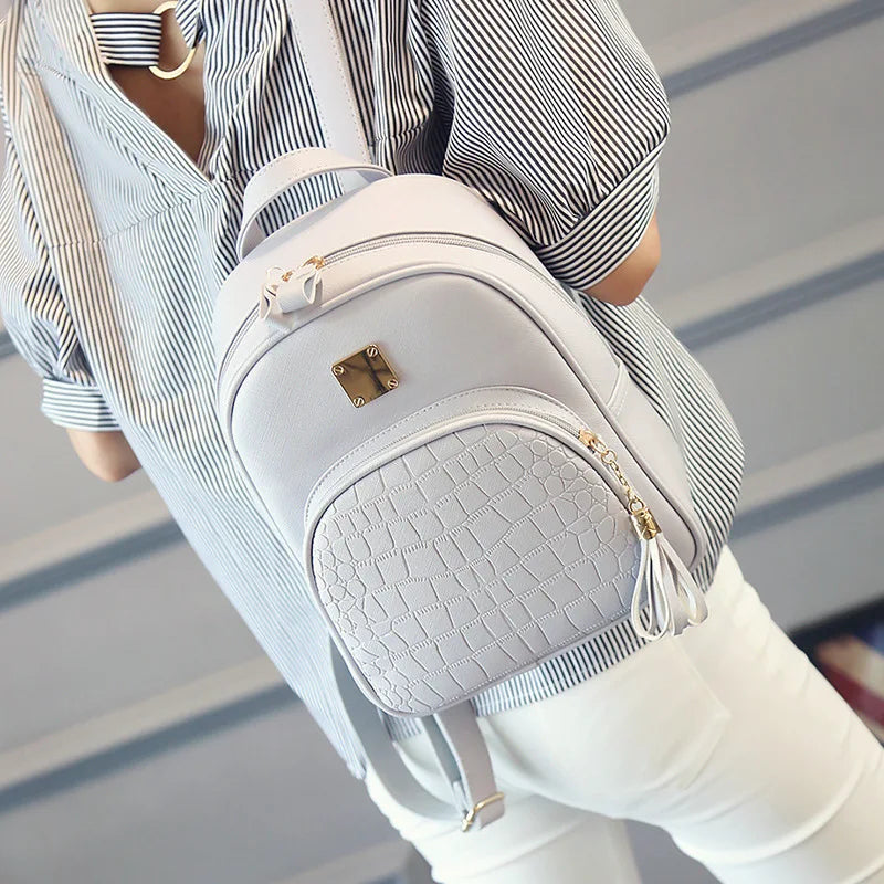 Women Backpack PU Leather Schoolbag for Teenager Girls Female Preppy