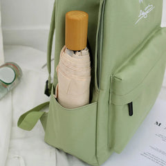 Women Backpack Daisy Embroidery Pattern Casual Shoulder Bag
