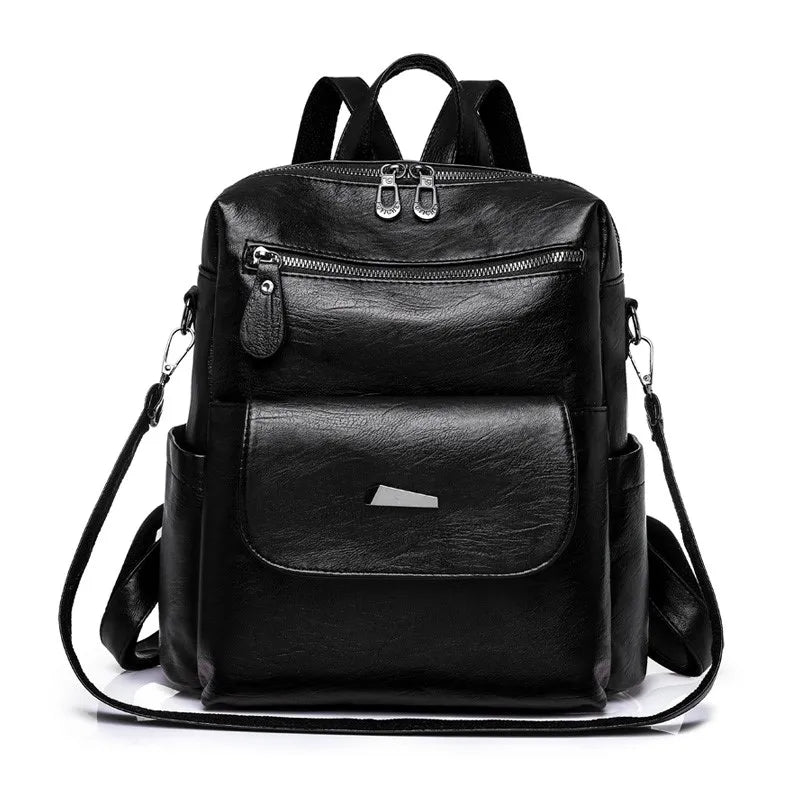 Women Backpack PU Leather Bucket School Bag Travel Knapsack