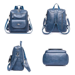Women Backpack PU Leather Bucket School Bag Travel Knapsack