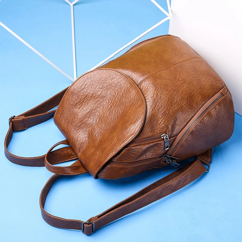 Women Backpack High Youth Leather Backpacks for Teenage Girls Female