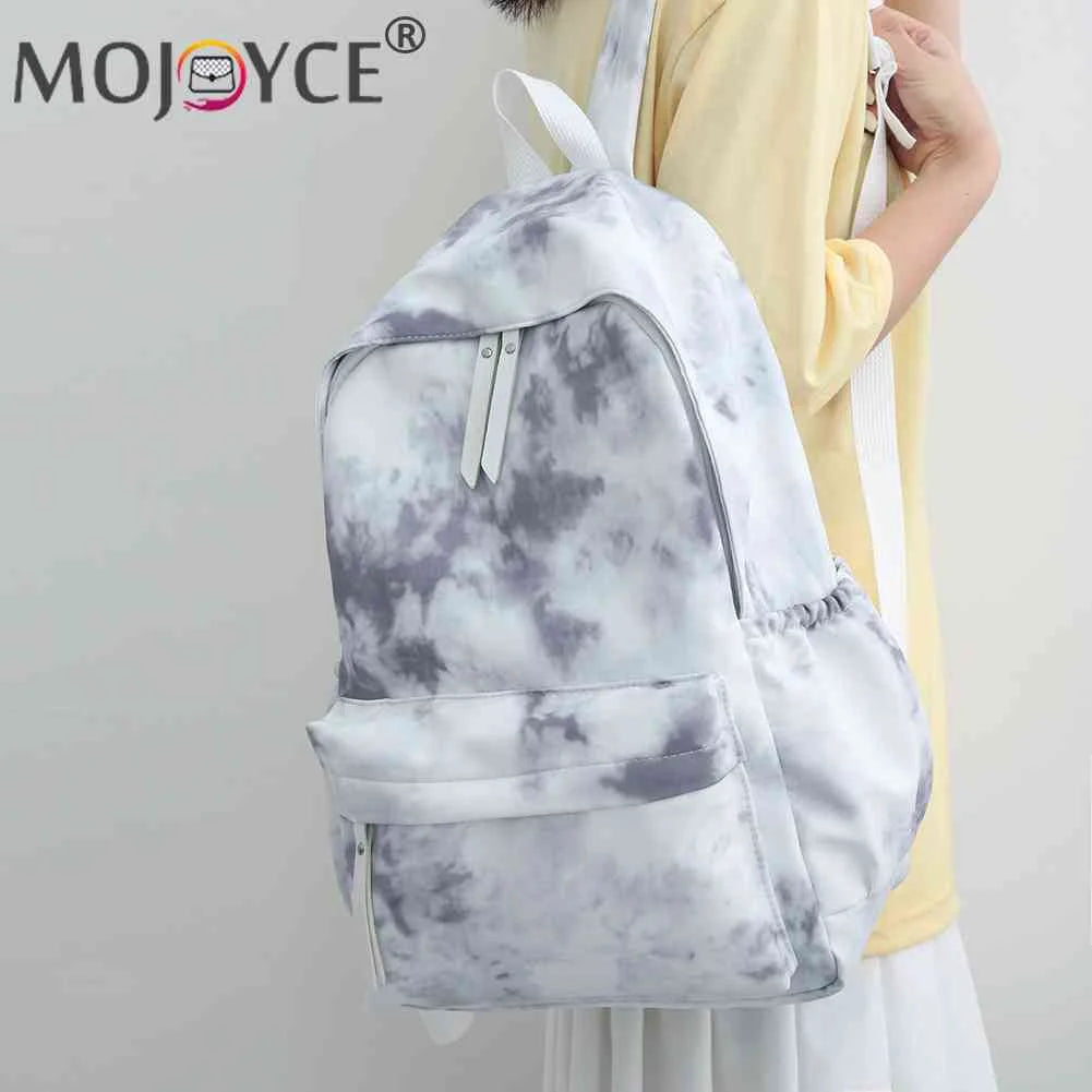 Marble Style Backpack Unisex Large Capacity Nylon Schoolbags