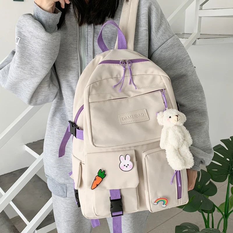 Women Backpack Bear Girl Waterproof Shoulder Schoolbag For Teenage