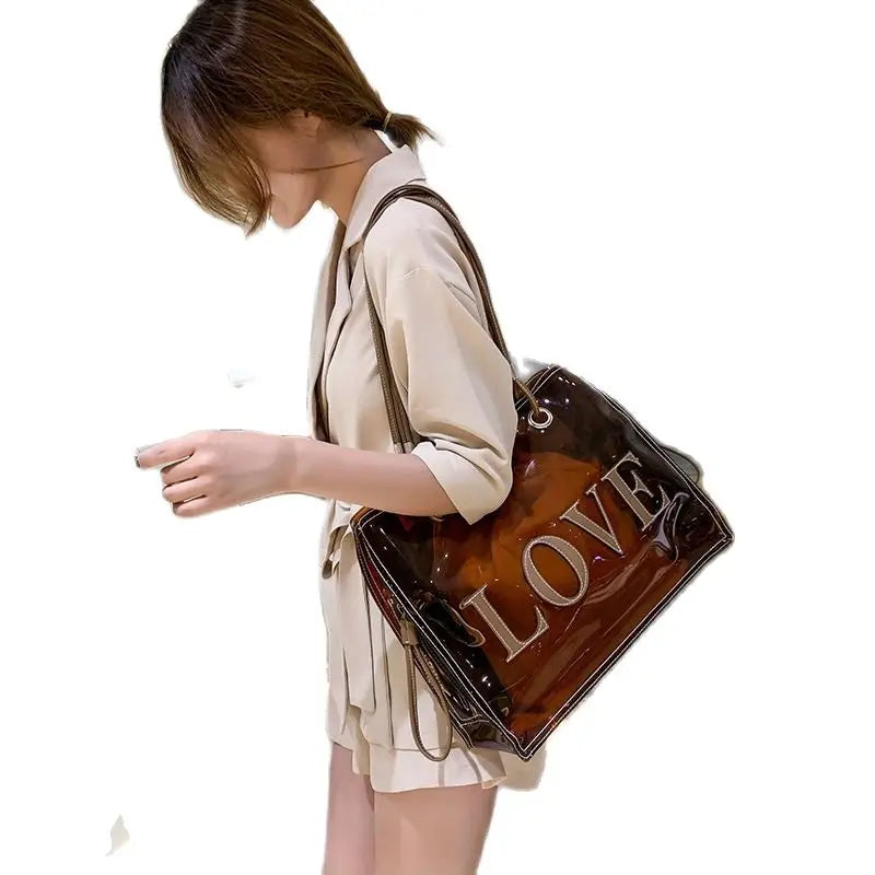 Women PVC Summer Bag Transparent Large Volume Jelly Bag