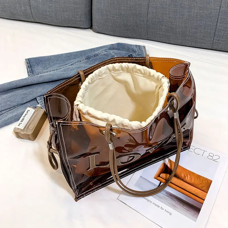 Women PVC Summer Bag Transparent Large Volume Jelly Bag