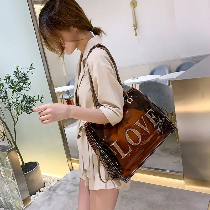 Women PVC Summer Bag Transparent Large Volume Jelly Bag