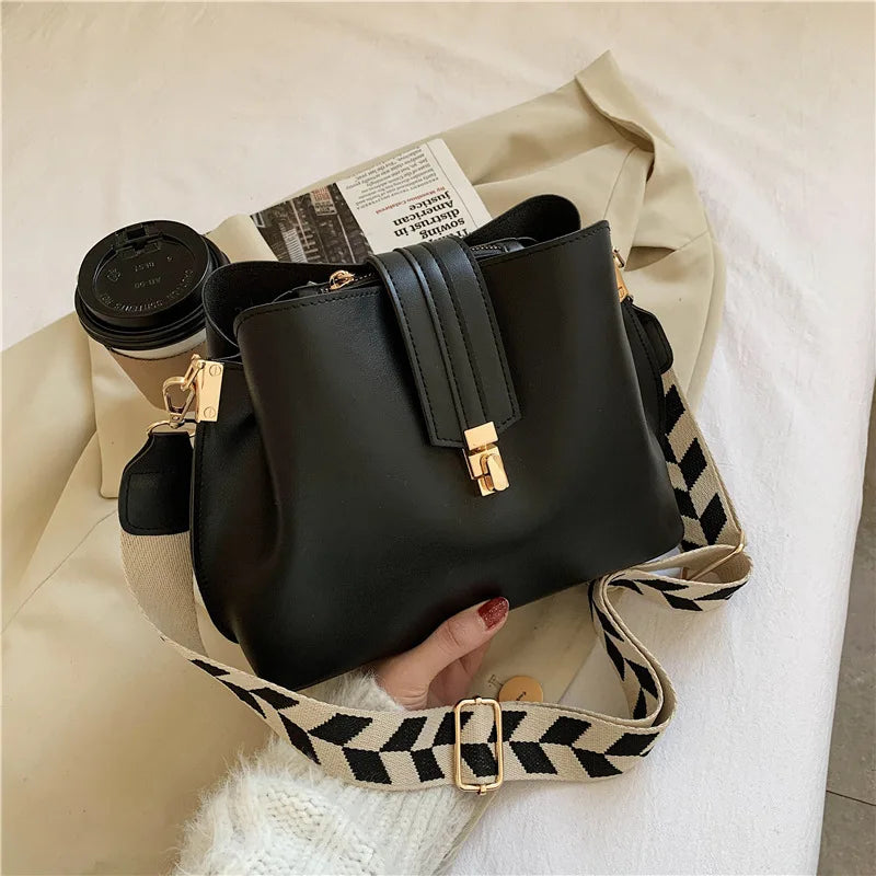Soft PU Leather Bucket Shoulder Bags for Women