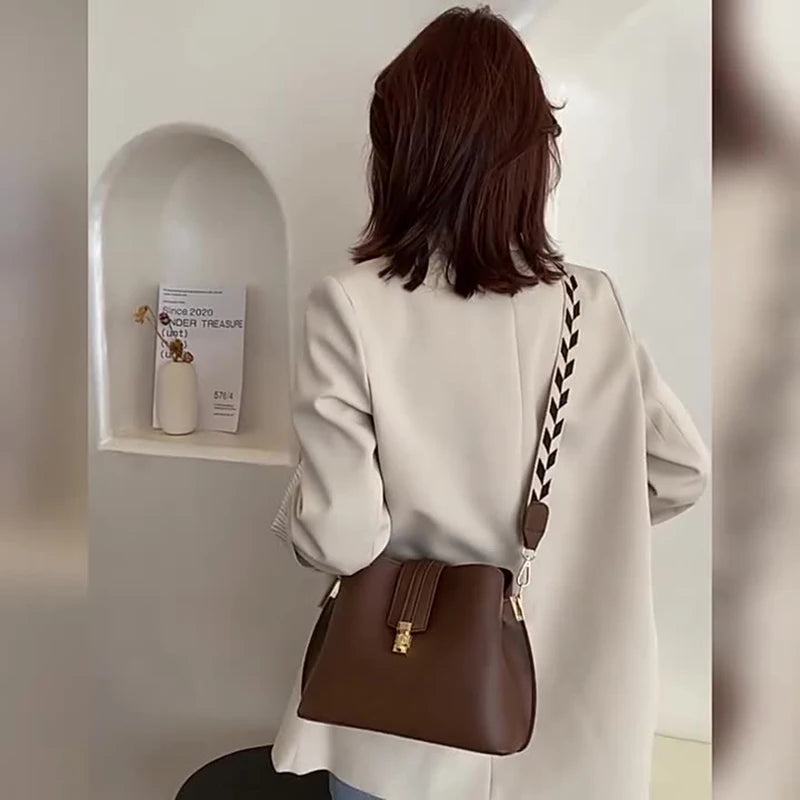Soft PU Leather Bucket Shoulder Bags for Women