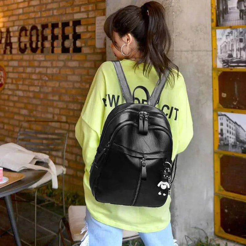 Women Casual Wild Backpack Female Large Capacity Zipper Closure Daypack Satchel