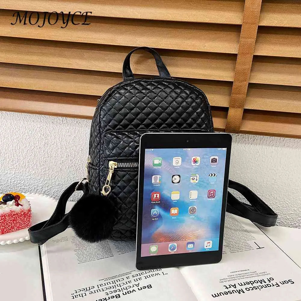Women Backpack Travel Lattice Pattern Handbag Double Shoulder Bag