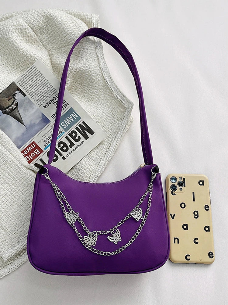 Women Butterfly Chain Shoulder Bags Casual Underarm Bags Small Handbags Purses