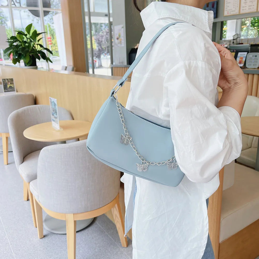 Women Butterfly Chain Shoulder Underarm Bags Casual Ladies Small Purses Handbags